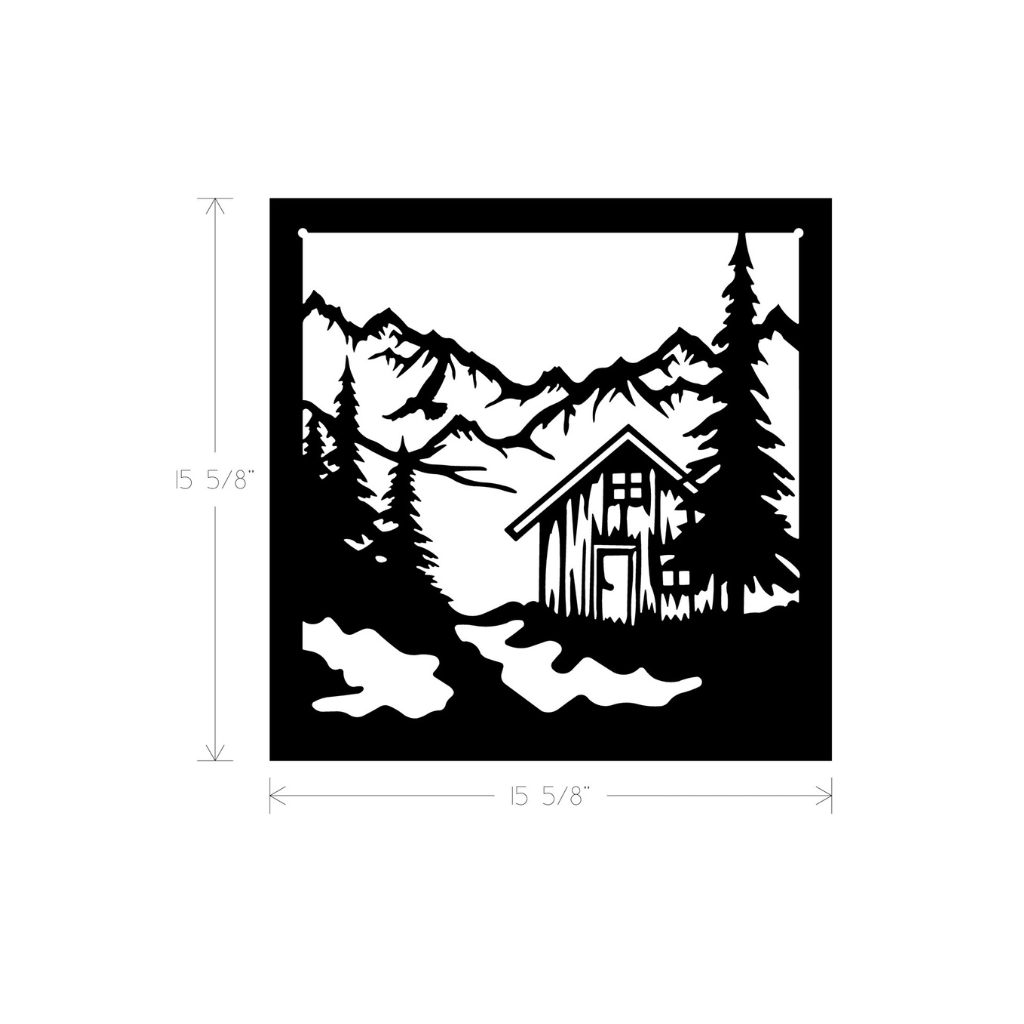 Metal Art - Cabin, Trees & Mountains