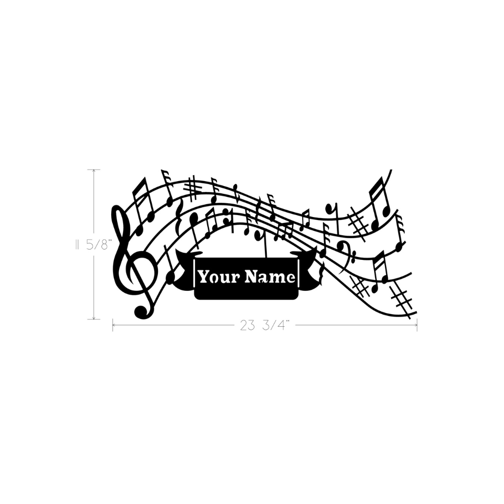 Metal Art - Music Notes with Custom Banner