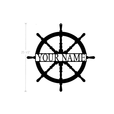 Metal Art - Ship Wheel - Custom Name