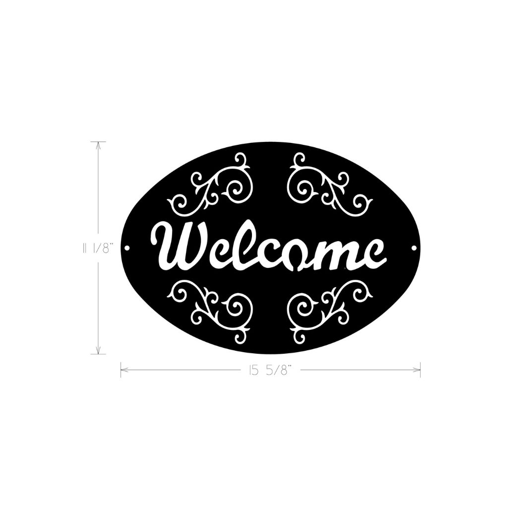 Metal Art - Welcome Oval in Cursive Script