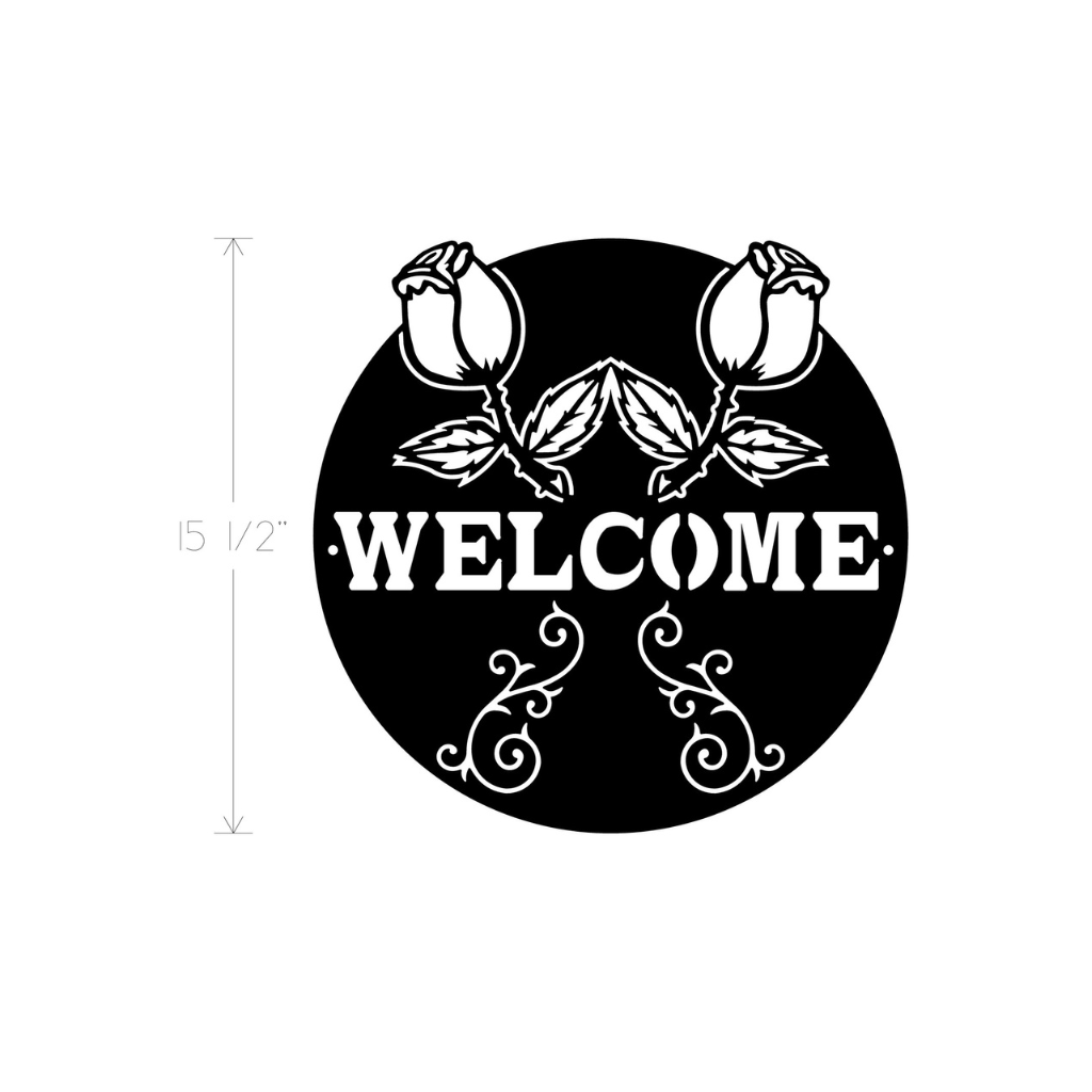 Metal Art - Welcome Round Closed Roses Latin Script