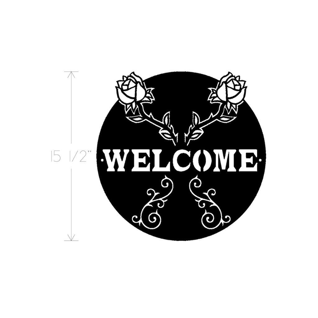 Metal Art - Welcome Round Open Roses Latin Script