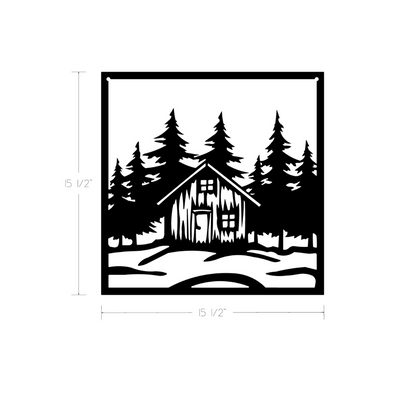 Metal Art - Cabin With Trees
