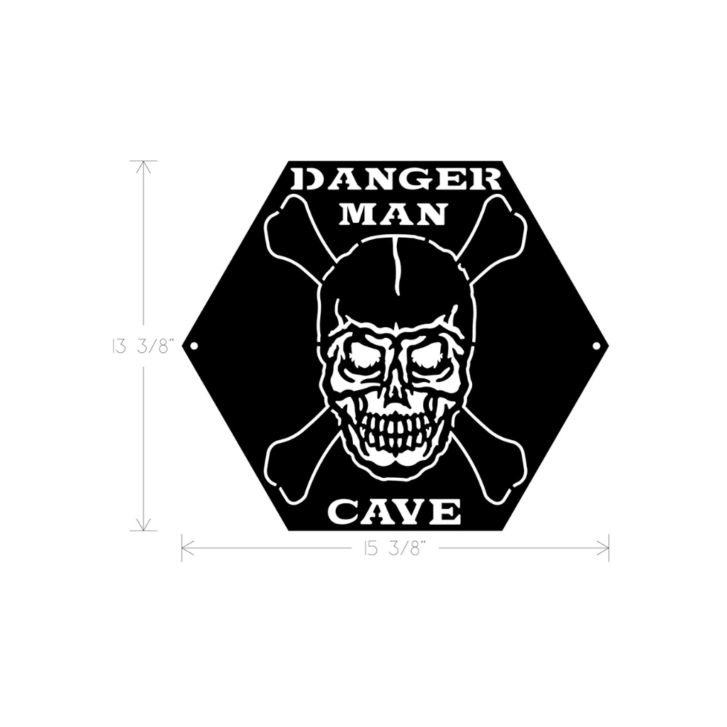 Metal Art - Danger Man Cave, Skull & Cross Bones
