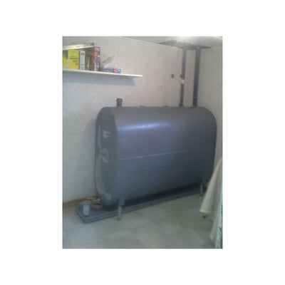 Standard Inside Oil Tank Installation Primer Coated Tank. Includes Oil Line Protection with Haseloh Fuel Oil Safety Valve™.