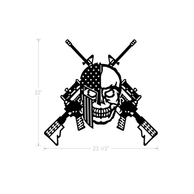 Metal Art - Skull with Spartan Helmet X Rifles